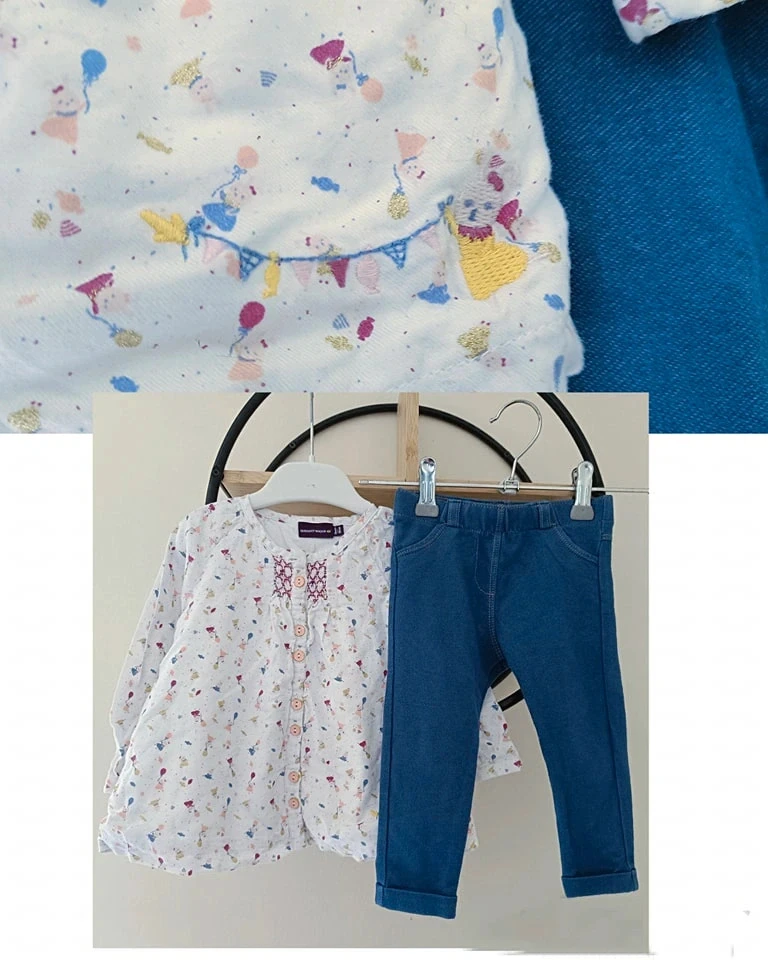 18 mois ensemble blouse sergent major et pantalon kiabi